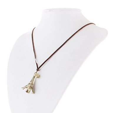 A Torre Eiffel eo Crown Colar Vintage Leather Cord